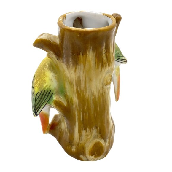 VTG Parakeet bud vase ceramic Japan Birds Budgies Love bird - Picture 3 of 8